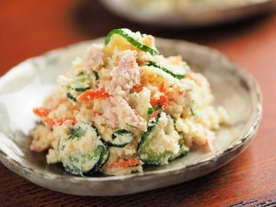 Okara “Potato” Salad. Looks just like potato salad and has a wonderfully delicious taste!